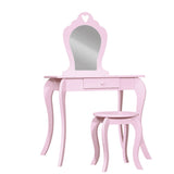 Pink Kids Vanity Dressing Table Stool Set Mirror Princess Children Makeup