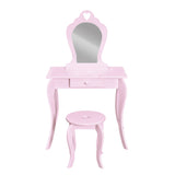 Pink Kids Vanity Dressing Table Stool Set Mirror Princess Children Makeup