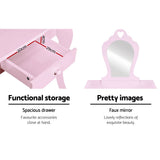 Pink Kids Vanity Dressing Table Stool Set Mirror Princess Children Makeup