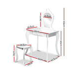 DS NA White Kids Vanity Dressing Table Stool Set Mirror Princess Children Makeup