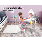 DS NA White Kids Vanity Dressing Table Stool Set Mirror Princess Children Makeup