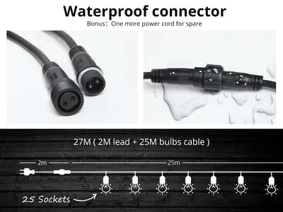Suspended socket festoon light S14 27M Tungsten