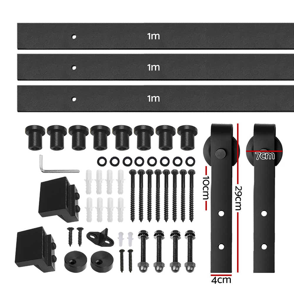 DS NA Sliding Barn Door Hardware Track Roller Set 3m Kit Slide Office Bedroom