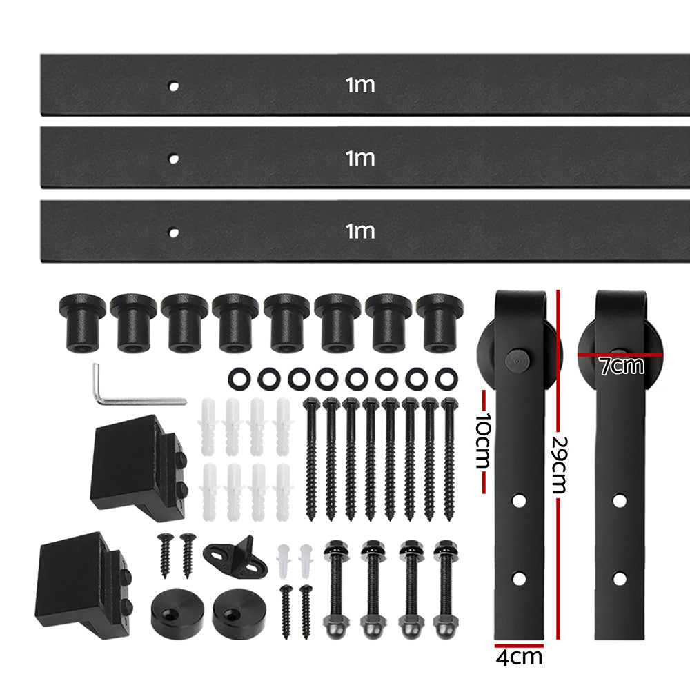DS NA Sliding Barn Door Hardware Track Roller Set 3m Kit Slide Office Bedroom