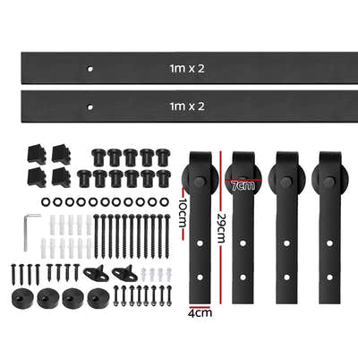 DS NA Sliding Barn Door Hardware Track Set 4m Roller Kit Slide Office Bedroom