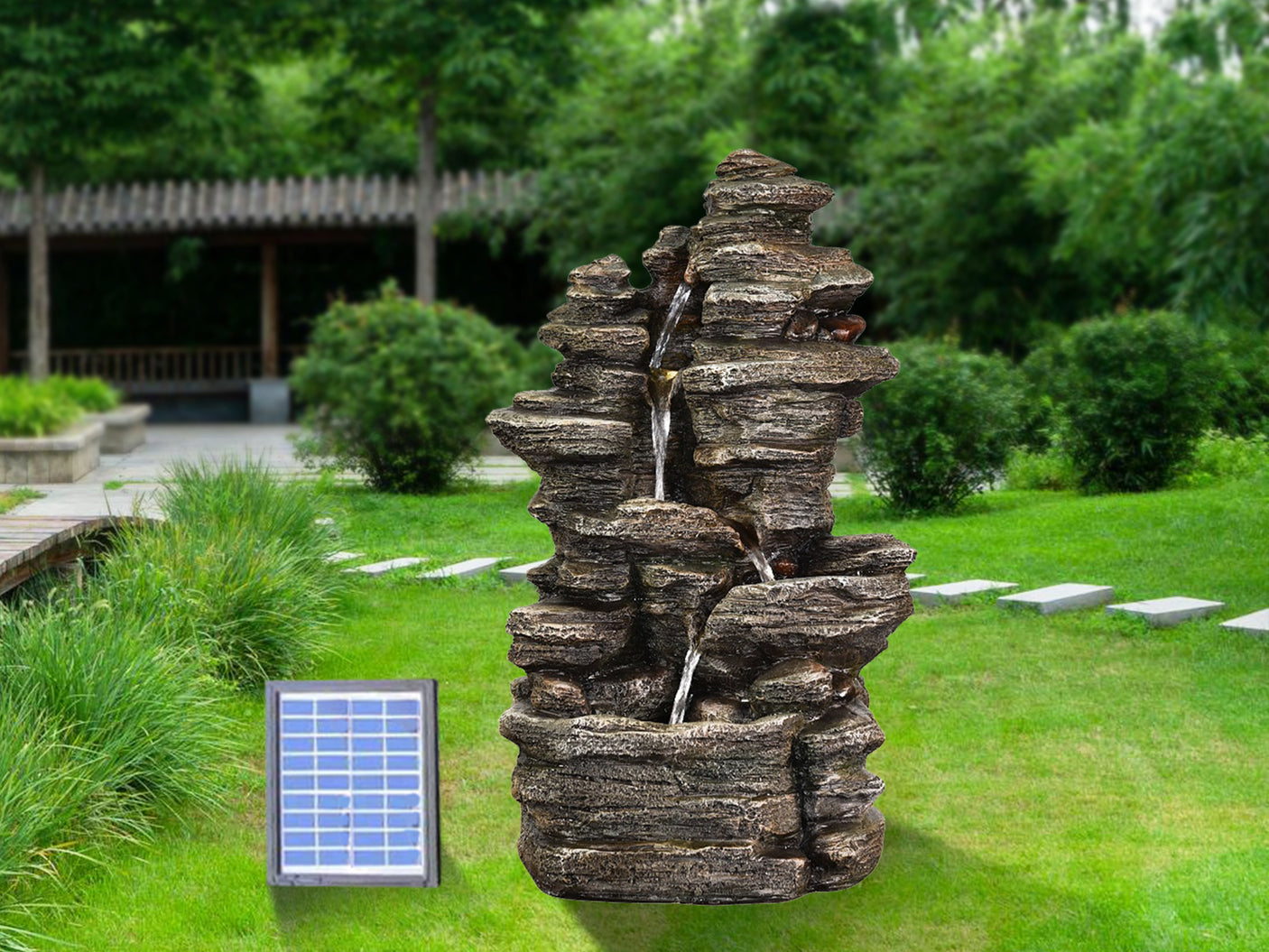 Solar Water Fountain Rockery