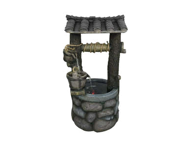 Solar Water Fountain - Wishing Well Design with LED Light