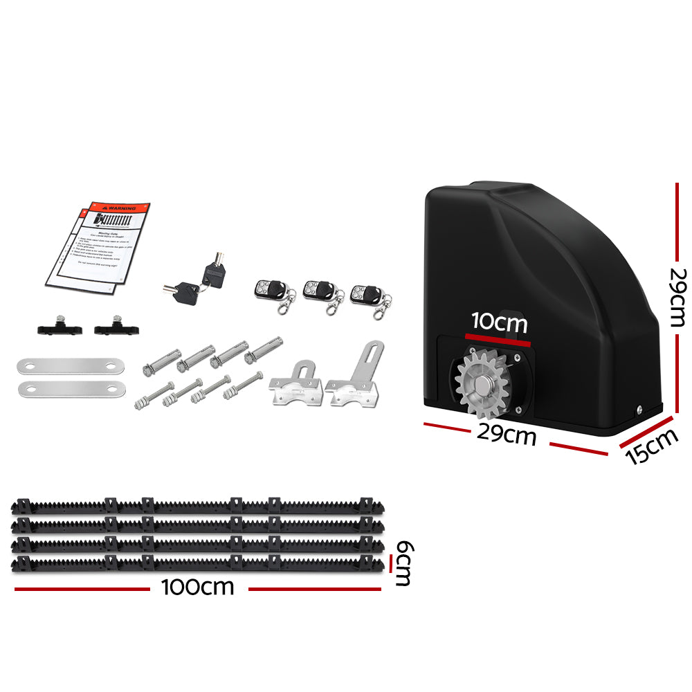 DS NA Automatic Sliding Gate Opener Kit Electric 4M 600KG 3 Control Remotes