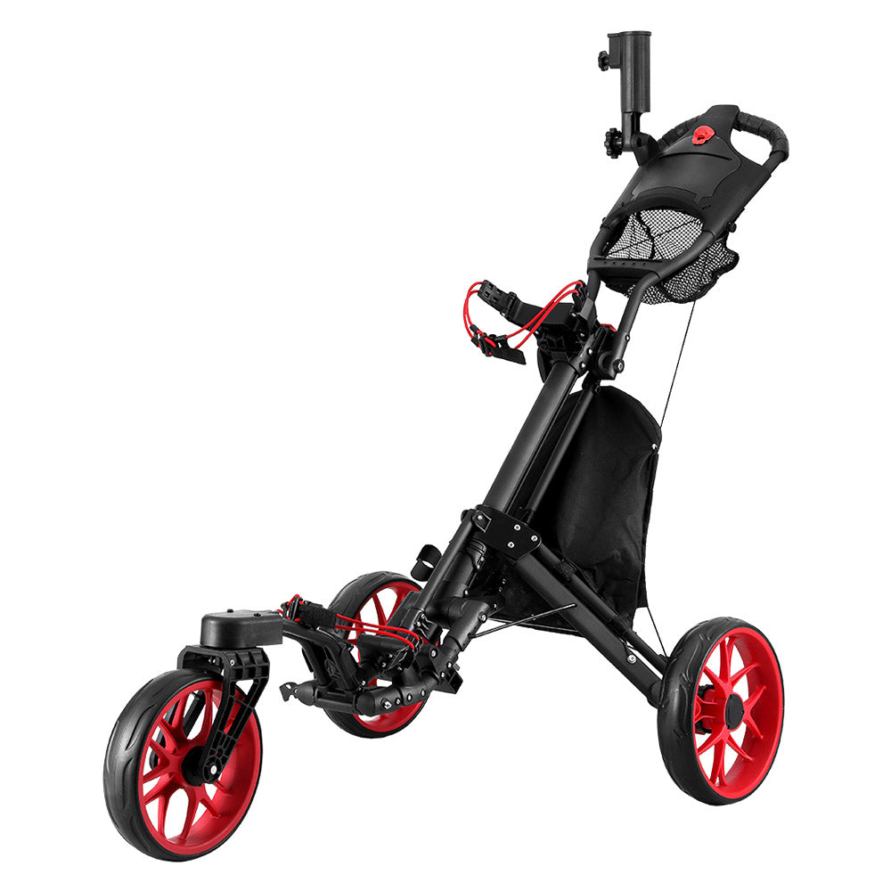 DS NA Golf Buggy Foldable Trolley Golf Cart Swivel Wheel Umbrella Bottle Stand