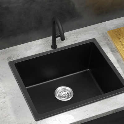 Granite Composite Sink 5945 Black with Overflow