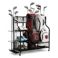 DS NA Everfit Golf Bag Storage Golf Storage Garage Organizer with Wheels Black
