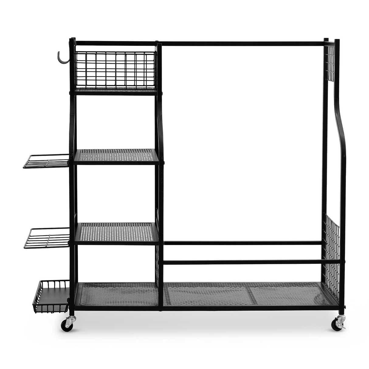 DS NA Everfit Golf Bag Storage Golf Storage Garage Organizer with Wheels Black