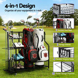 DS NA Everfit Golf Bag Storage Golf Storage Garage Organizer with Wheels Black