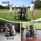 DS NA Everfit Golf Bag Storage Golf Storage Garage Organizer with Wheels Black