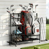 DS NA Everfit Golf Bag Storage Golf Storage Garage Organizer with Wheels Black