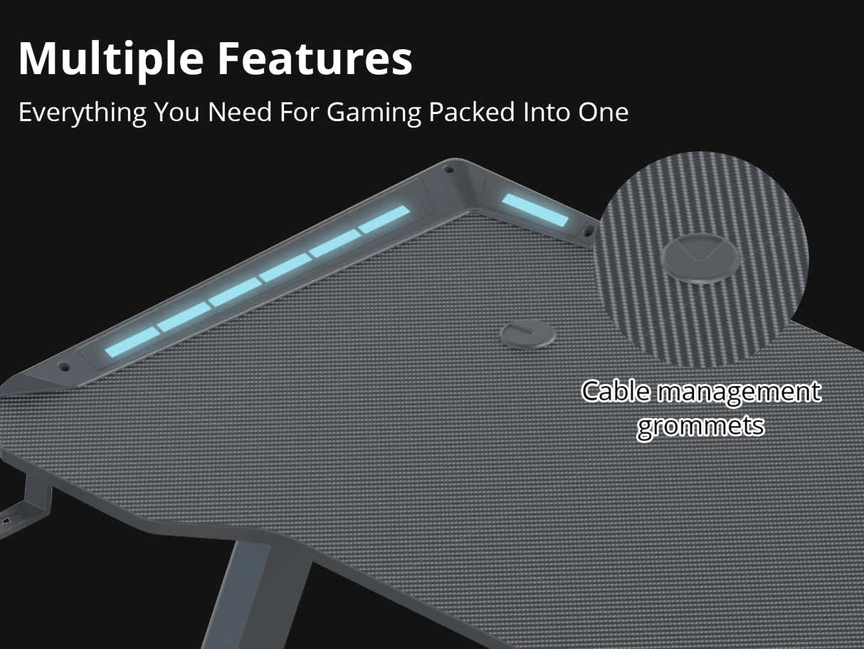 Gaming Table KZ-1 120cm with Wireless Charger and Mouse Pad & Nicola Gaming chair PVC Black