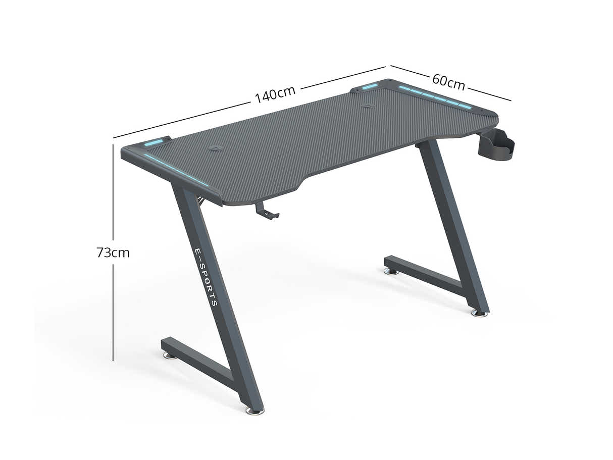 Gaming Table KZ-1 140cm with Wireless Charger and Mouse Pad & Faron Gaming Chair PVC Black
