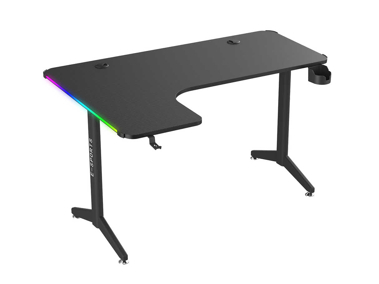 Gaming Table L2L LEFT 160CM & Nicola Gaming chair PVC Black+White