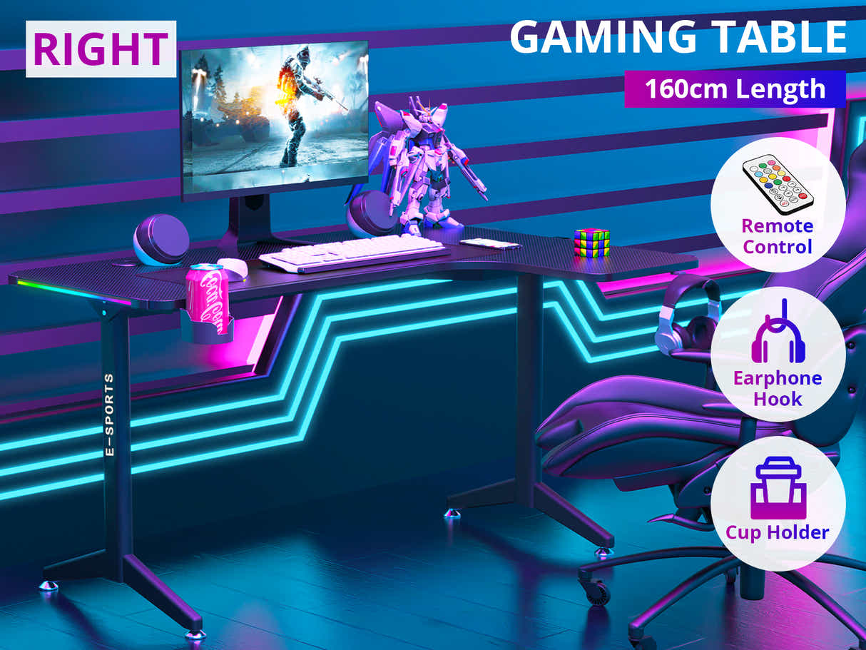 Gaming Table L2R Right 160CM & Nicola Gaming chair PVC Black+Red