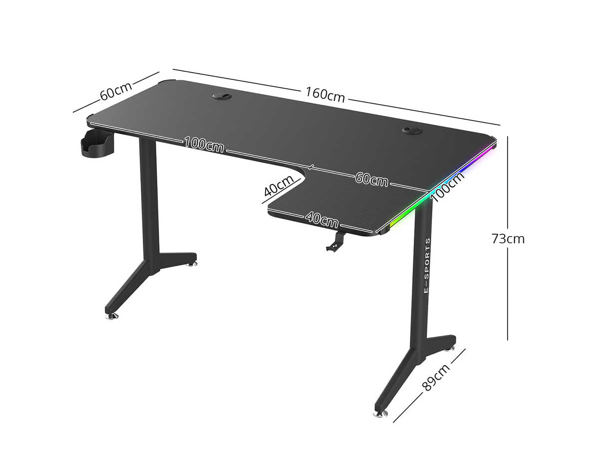 Gaming Table L2R Right 160CM & Nicola Gaming chair PVC Black+Red