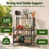 Gardeon Garden Tool Organizer Rack 16 Slots Rolling Garage Storage with Hook