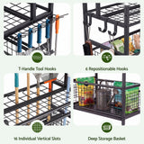 Gardeon Garden Tool Organizer Rack 16 Slots Rolling Garage Storage with Hook