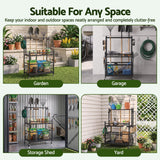 Gardeon Garden Tool Organizer Rack 16 Slots Rolling Garage Storage with Hook