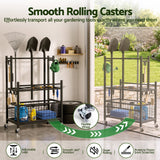 Gardeon Garden Tool Organizer Rack 16 Slots Rolling Garage Storage with Hook