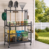 Gardeon Garden Tool Organizer Rack 16 Slots Rolling Garage Storage with Hook
