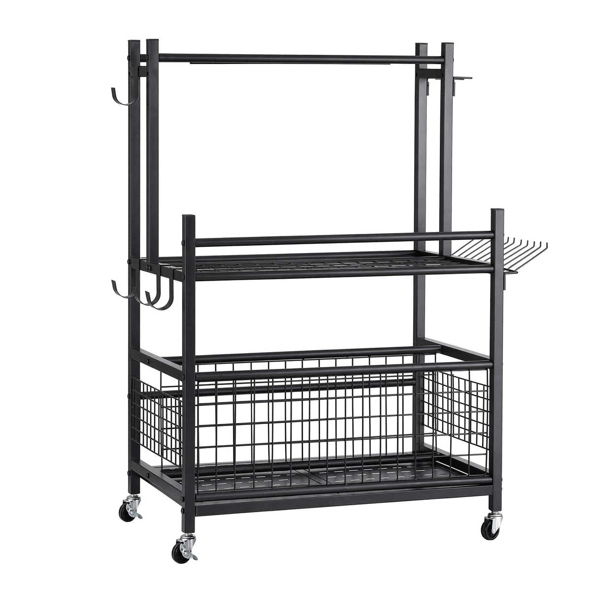 Gardeon Garden Tool Organizer Rack 16 Slots Rolling Garage Storage with Hook