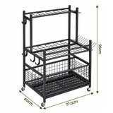 Gardeon Garden Tool Organizer Rack 16 Slots Rolling Garage Storage with Hook