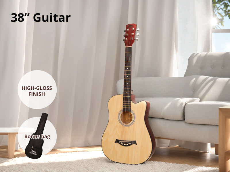 DS 38'' Acoustic Guitar Natural Wood Colour