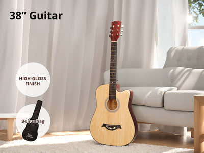 DS 38'' Acoustic Guitar Natural Wood Colour