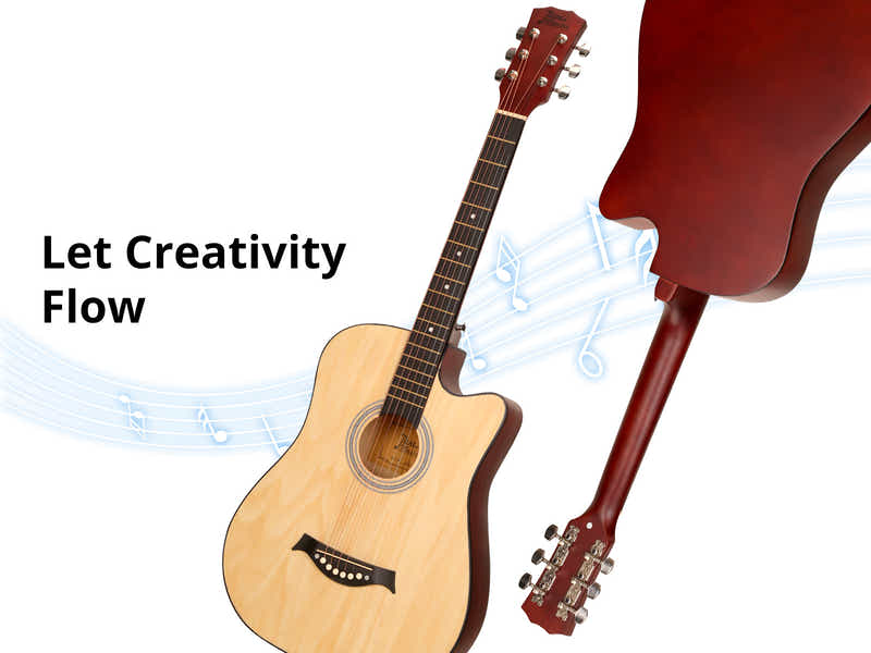 DS 38'' Acoustic Guitar Natural Wood Colour