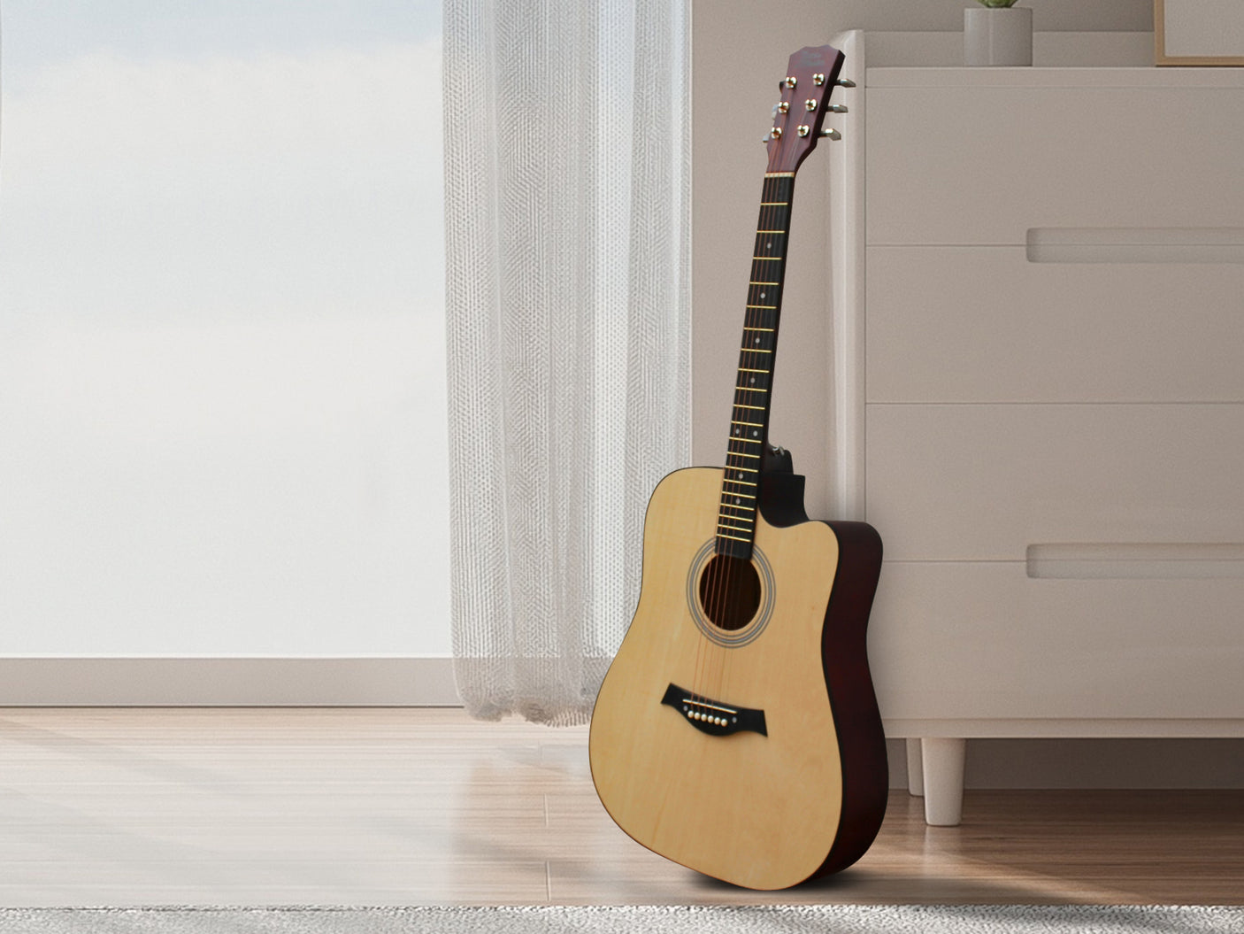 41'' Acoustic Guitar Natural Wood Color
