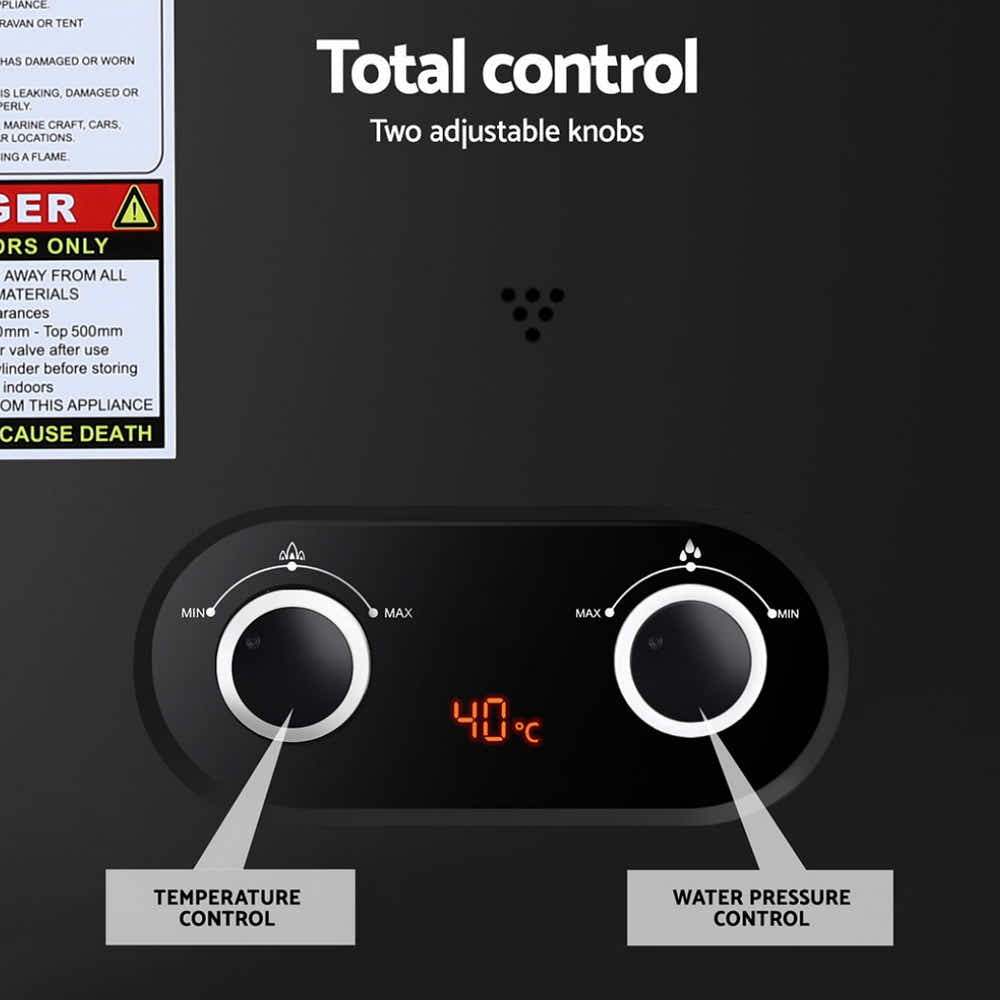 Portable Gas Water Heater LPG-powered System Black