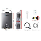 DS NA Devanti Portable Gas Water Heater With Pump LPG System Grey