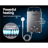 DS NA Devanti Portable Gas Water Heater With Pump LPG System Grey