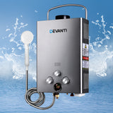 DS NA Devanti Portable Gas Water Heater With Pump LPG System Grey