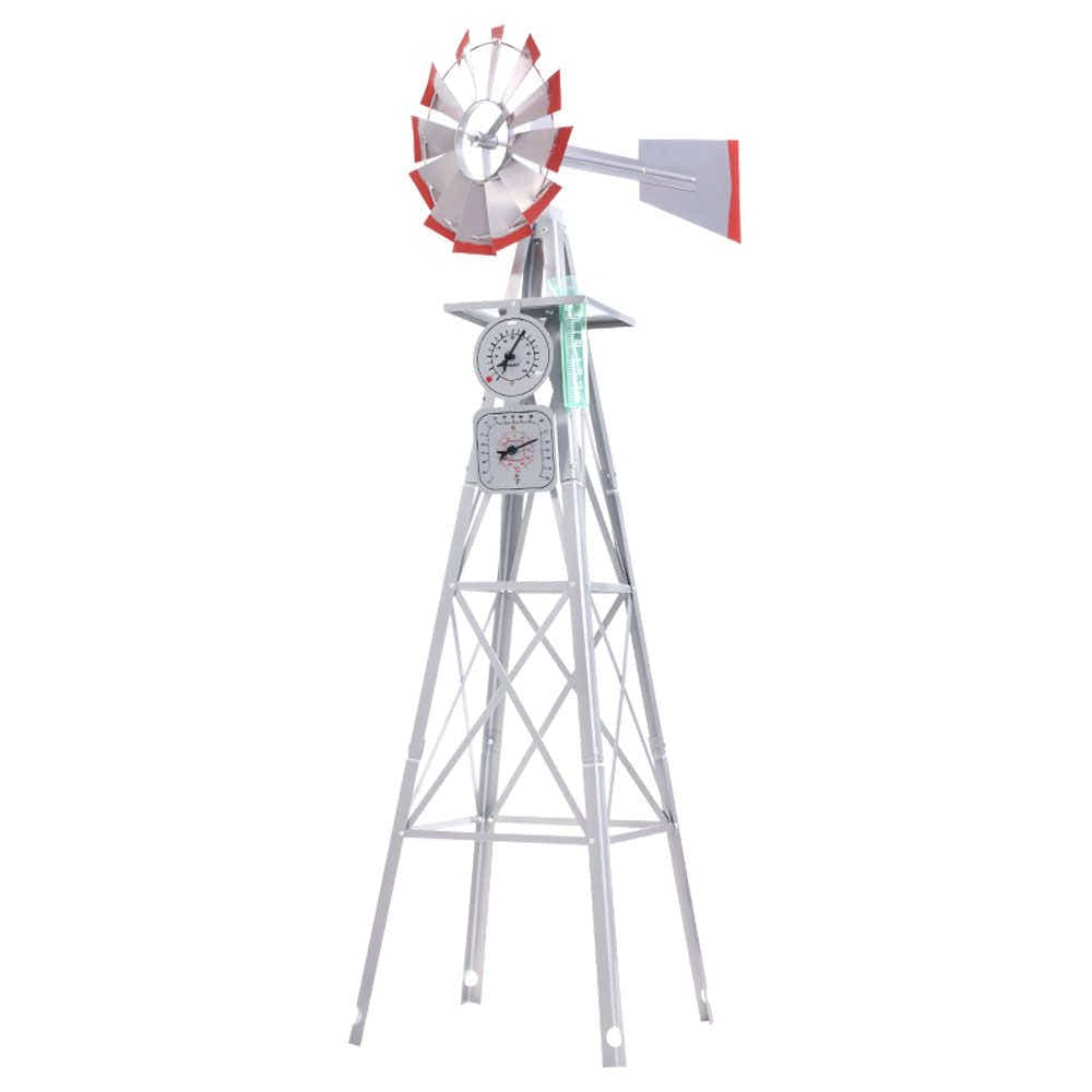 Garden Windmill 6FT 186cm Metal  Outdoor Decor Ornamental Wind Will