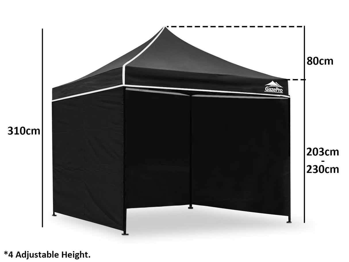 Gazebo with Silver-Coated Roof 3m x 3m - Black