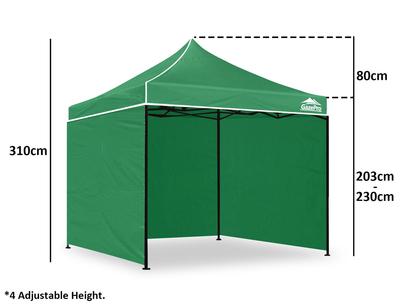 Gazebo Silver coated roof 3x3m Green