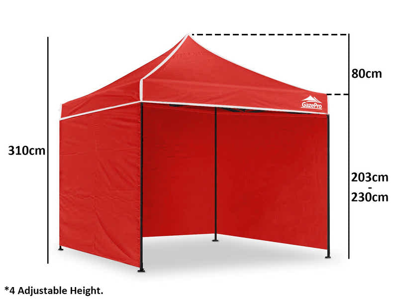 DS Gazebo with Silver-Coated Roof 3m x 3m - Red