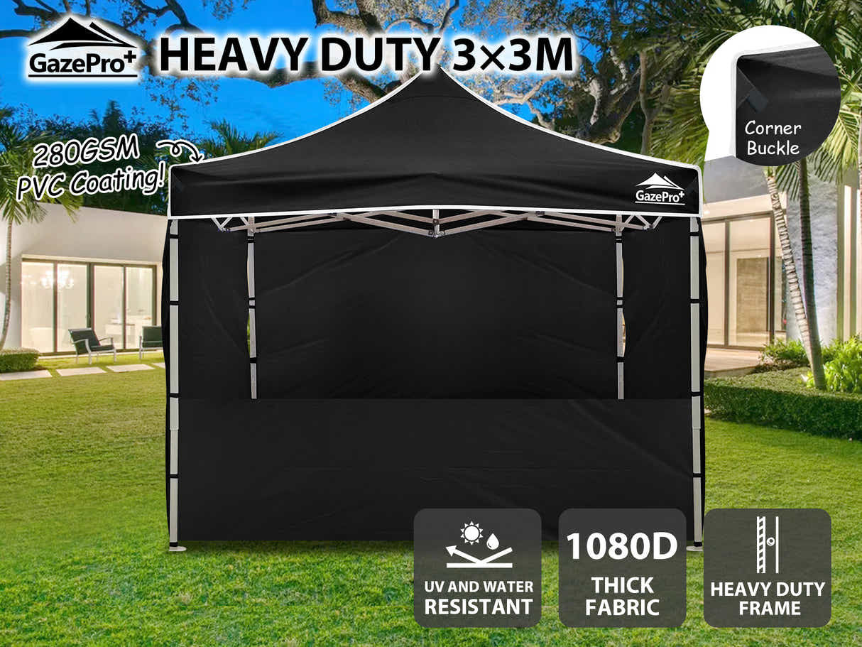 Heavy-Duty Gazebo 3m x 3m - Black