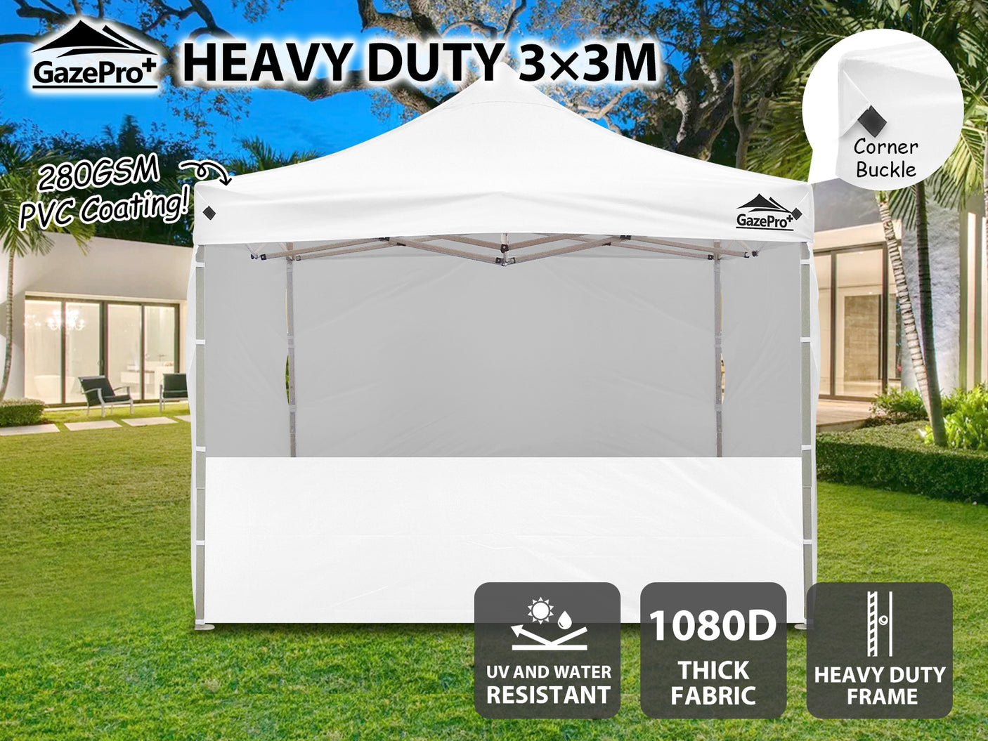 Gazebo C 3X3M Heavy Duty white