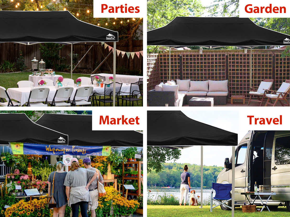 Heavy-Duty Gazebo 3m x 6m - Black