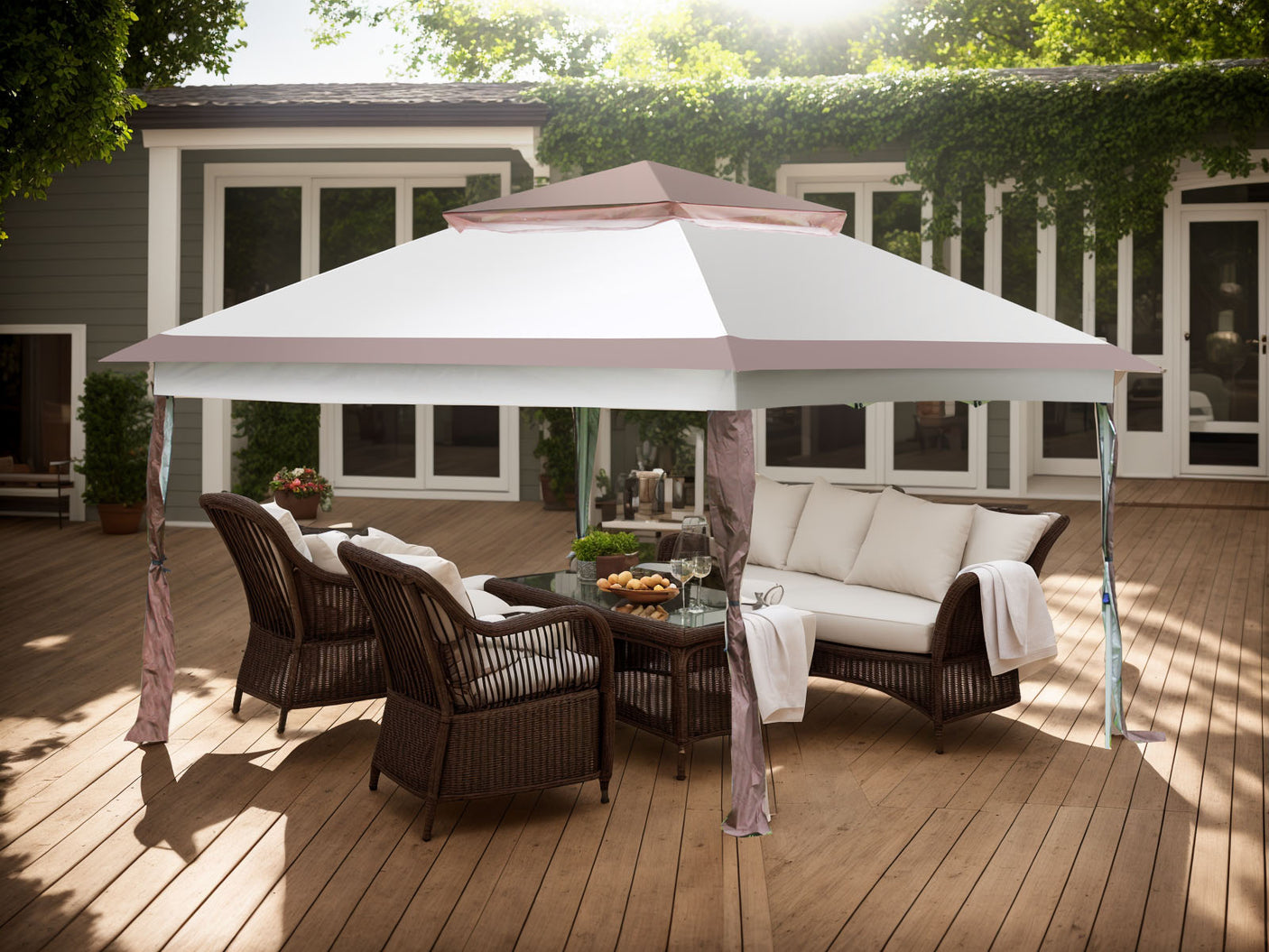 Gazebo Tent One Push coffee & Khaki