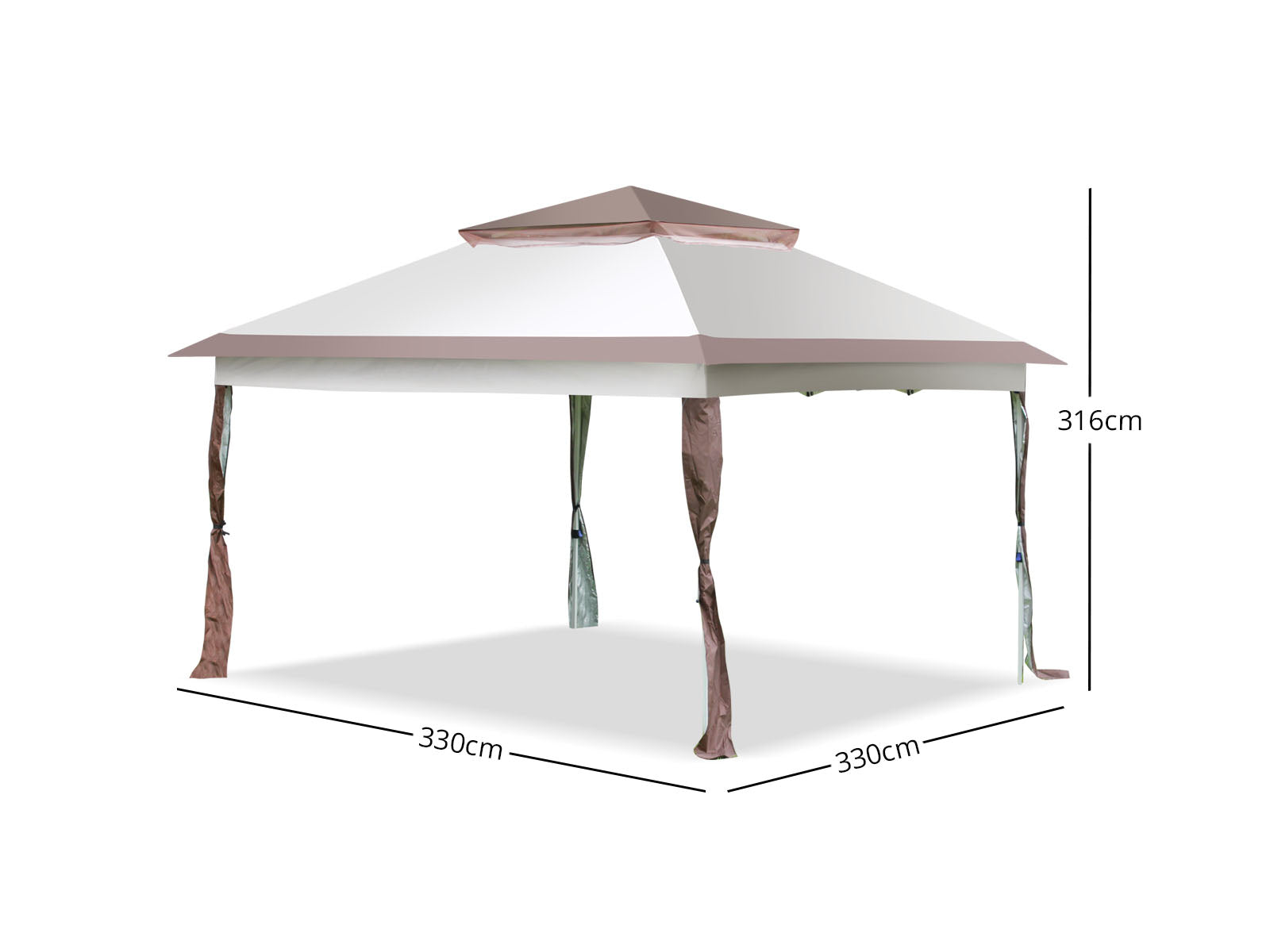 gazebo tent nz Pop-Up Gazebo 3.3x3.3m Coffee & Khaki | Outdoor Shade