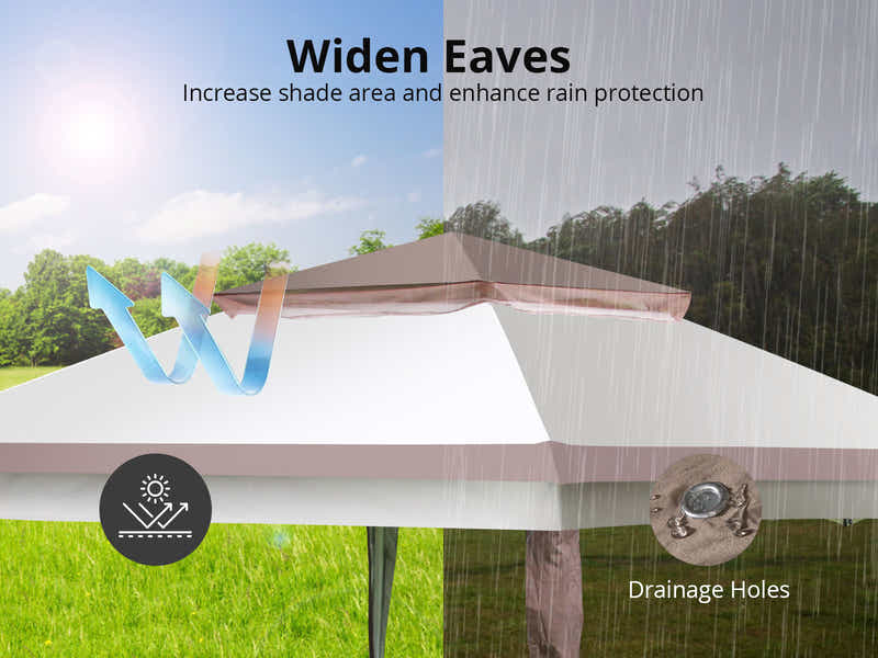 Pop-Up Gazebo 3.3 x 3.3m - Coffee & Khaki