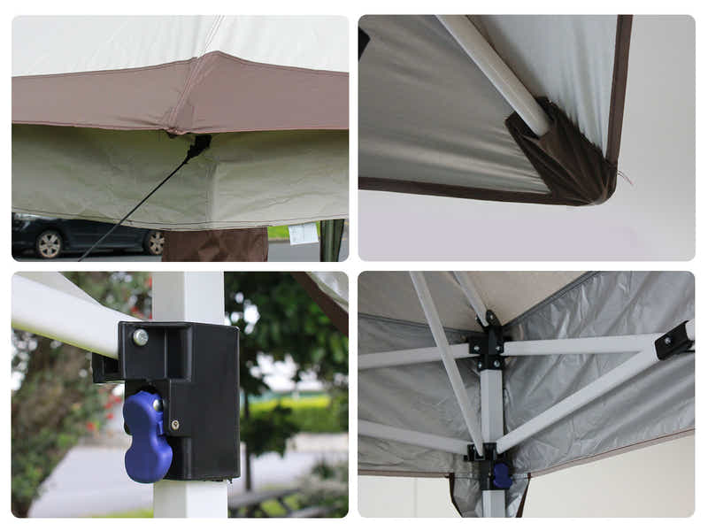 Pop-Up Gazebo 3.3 x 3.3m - Coffee & Khaki